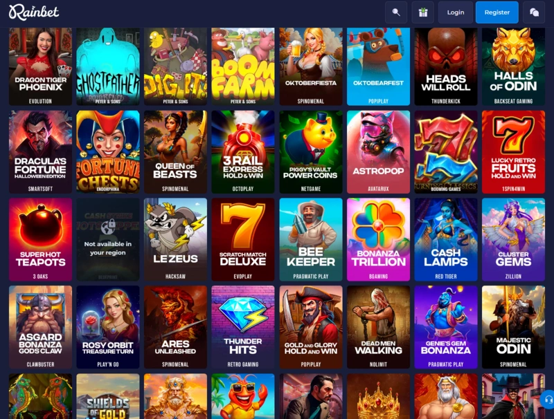 rainbet games page